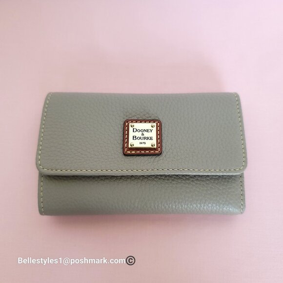 DOONEY & BOURKE Pebbled Grain Leather Medium Flap Wallet with ID Window- Taupe - Picture 6 of 16